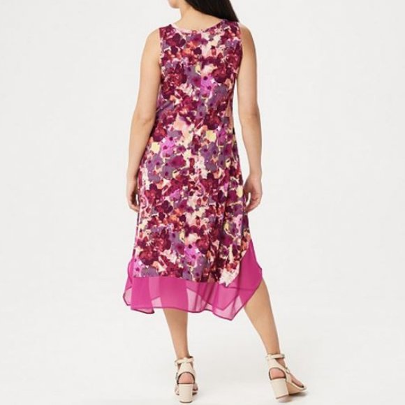 LOGO Knit Sleeveless Maxi Dress with Chiffon Trim - Picture 2 of 4